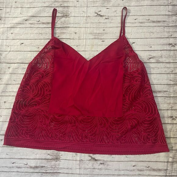 Soma Intimates Women's Sz Medium Red Lace Trim Spaghetti Strap Camisole Cami Top - Picture 1 of 6